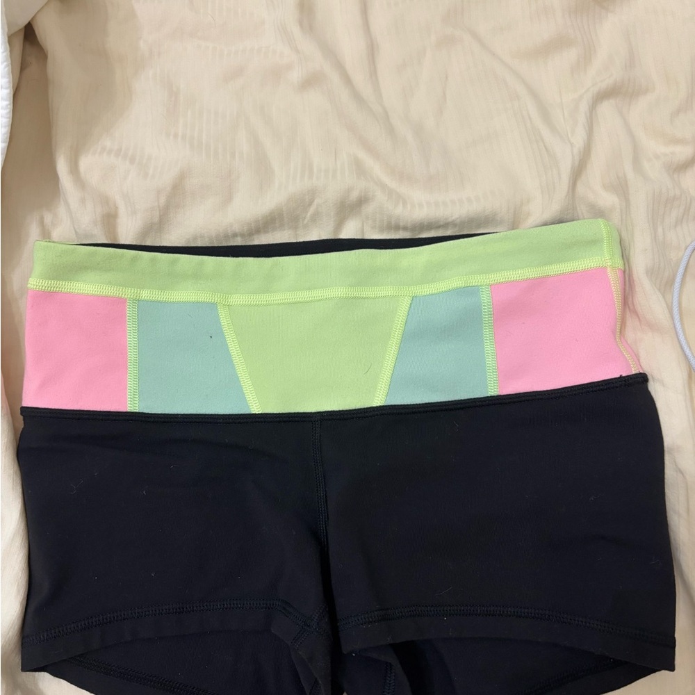 lululemon athletica Black Shorts with Pink and Green Accents